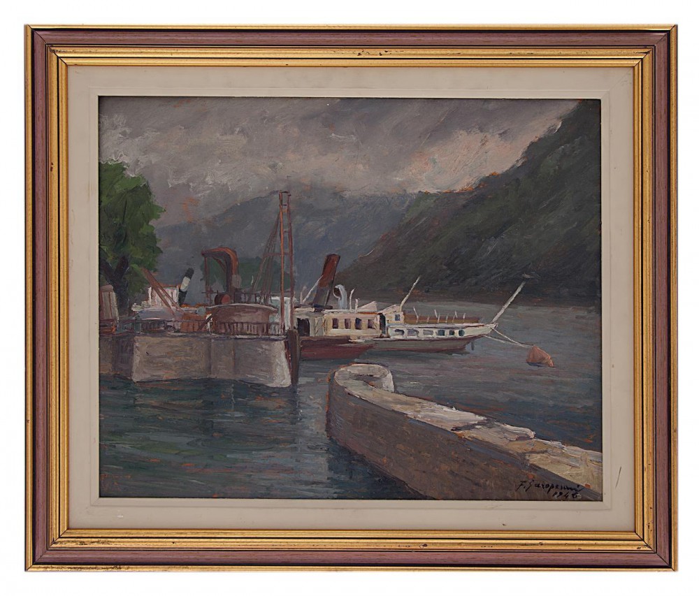 ferruccio garopesani: Imbarcadero sul lago di Como